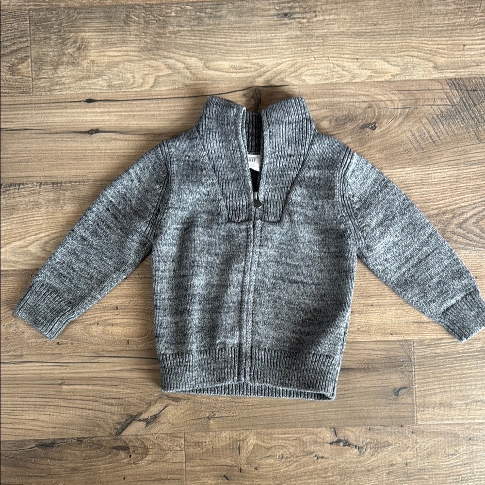 GAP 3T Gray Chunky Knit Zip-Up Jacket Sweater